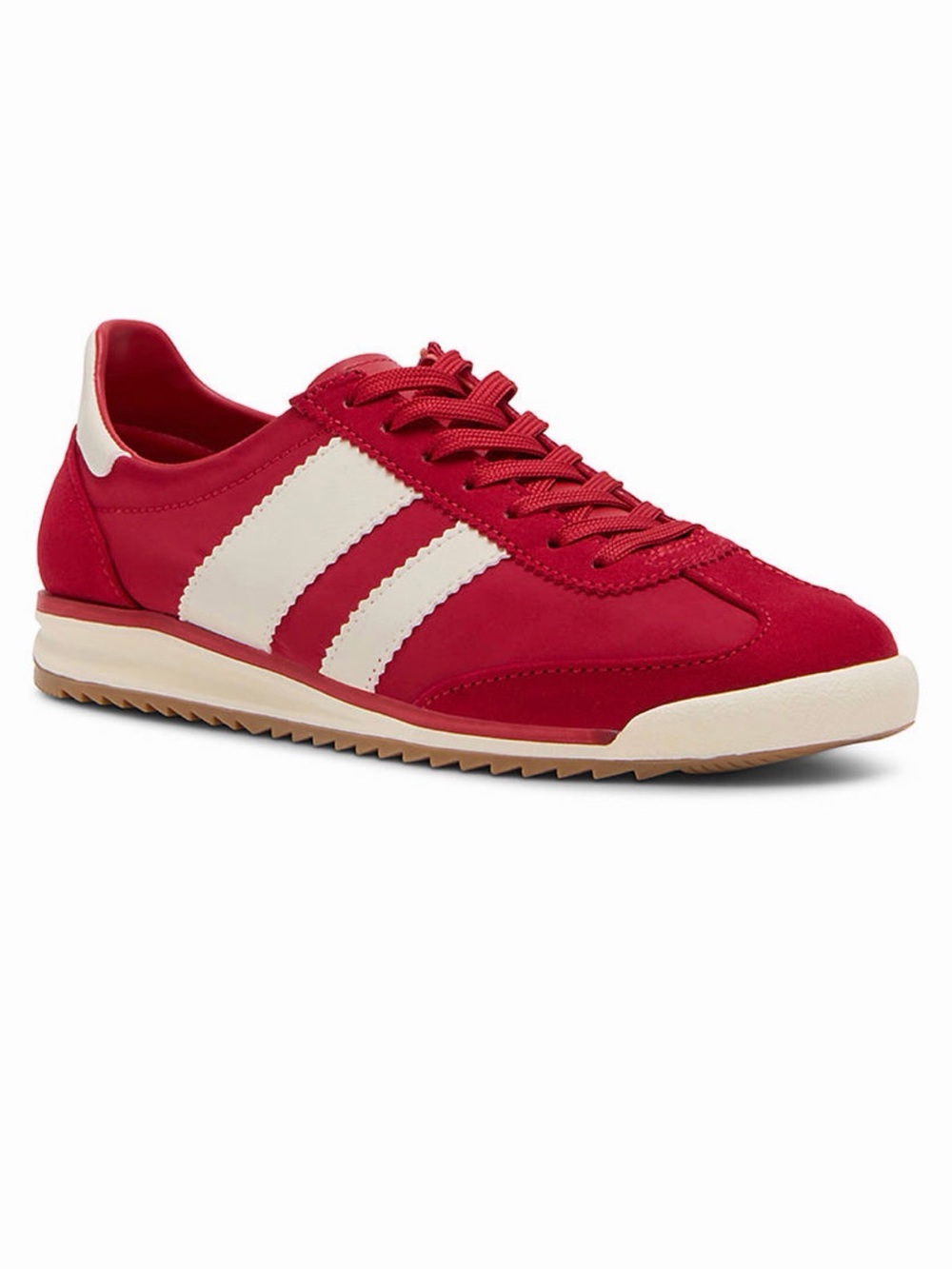 Ladies Retro Red Madden Girl  Sneakers with White Stripes